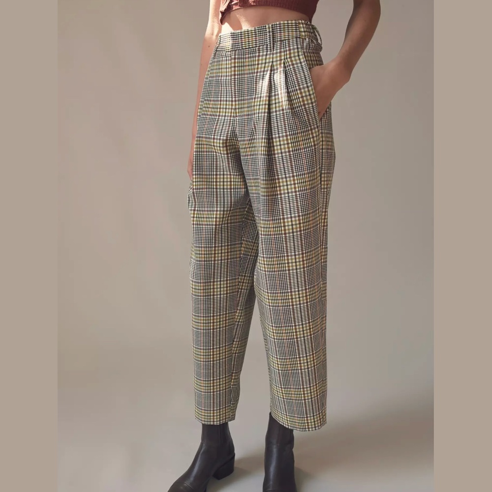 NWT Urban Outfitters Arlo Plaid Pleated Tapered Pants